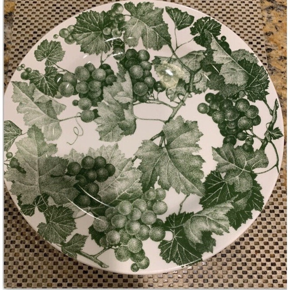 6 Quadrifoglio Ceramica La Primula Dinner Plate Green Grape Leaves 10.25"